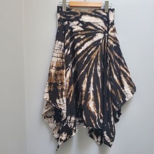 TRYST tie dye midi skirt black and brown size medium